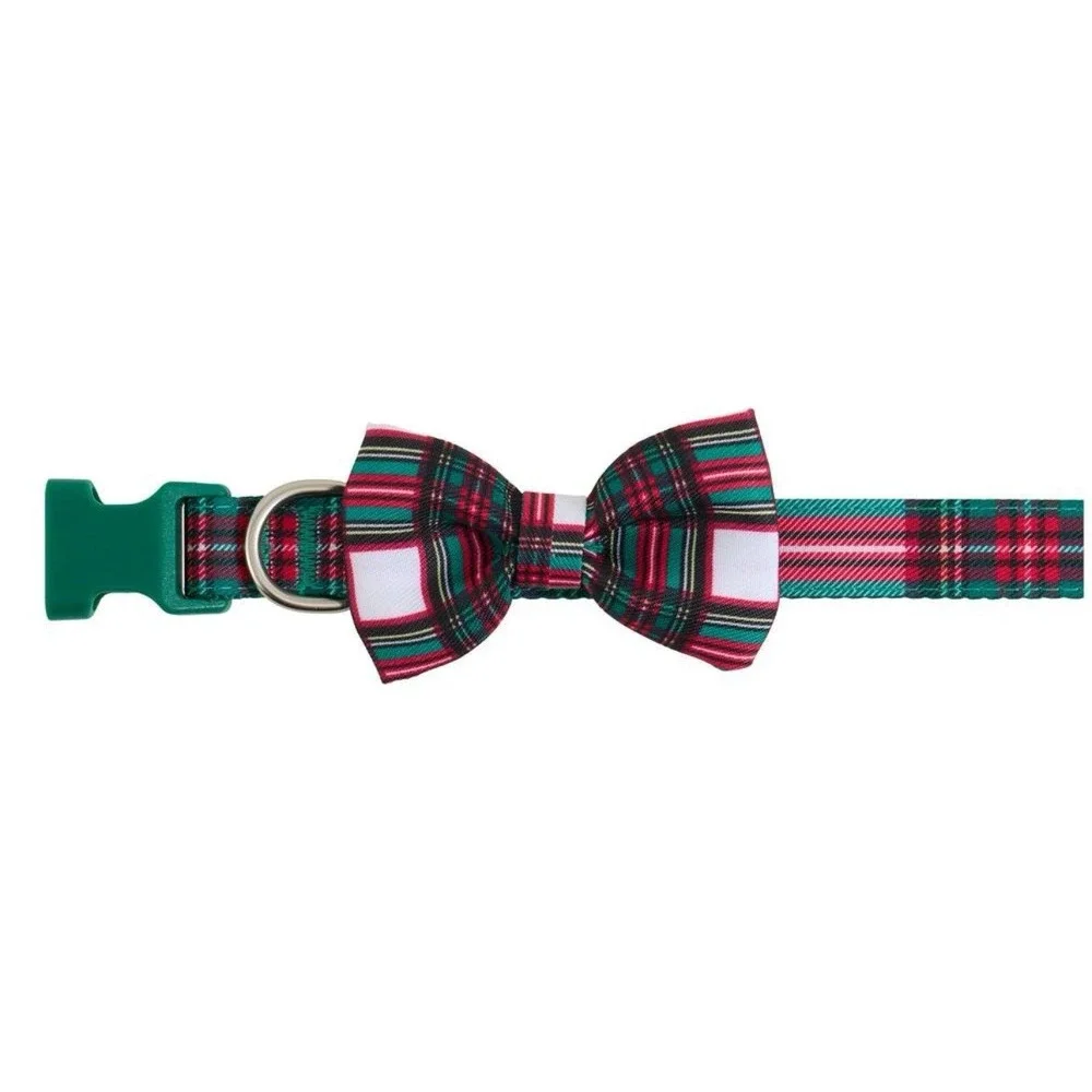 Marry Bright Holiday Dog Collar‎ Red Green White Christmas PLAID Size L 16-26